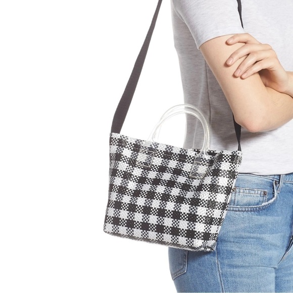 NWT Madewell Checkered Black / White The Small Beach Tote Bag - Picture 1 of 4